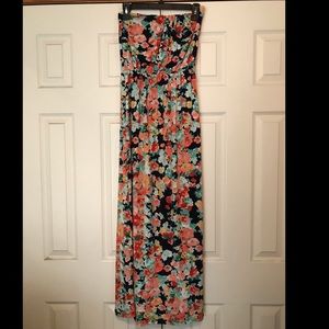 Floral Strapless Maxi Dress